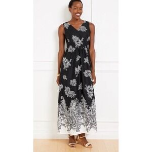 Talbots Paisley Maxi Dress Sz 14P Cotton Picnic Lightweight Artsy Coastal Office